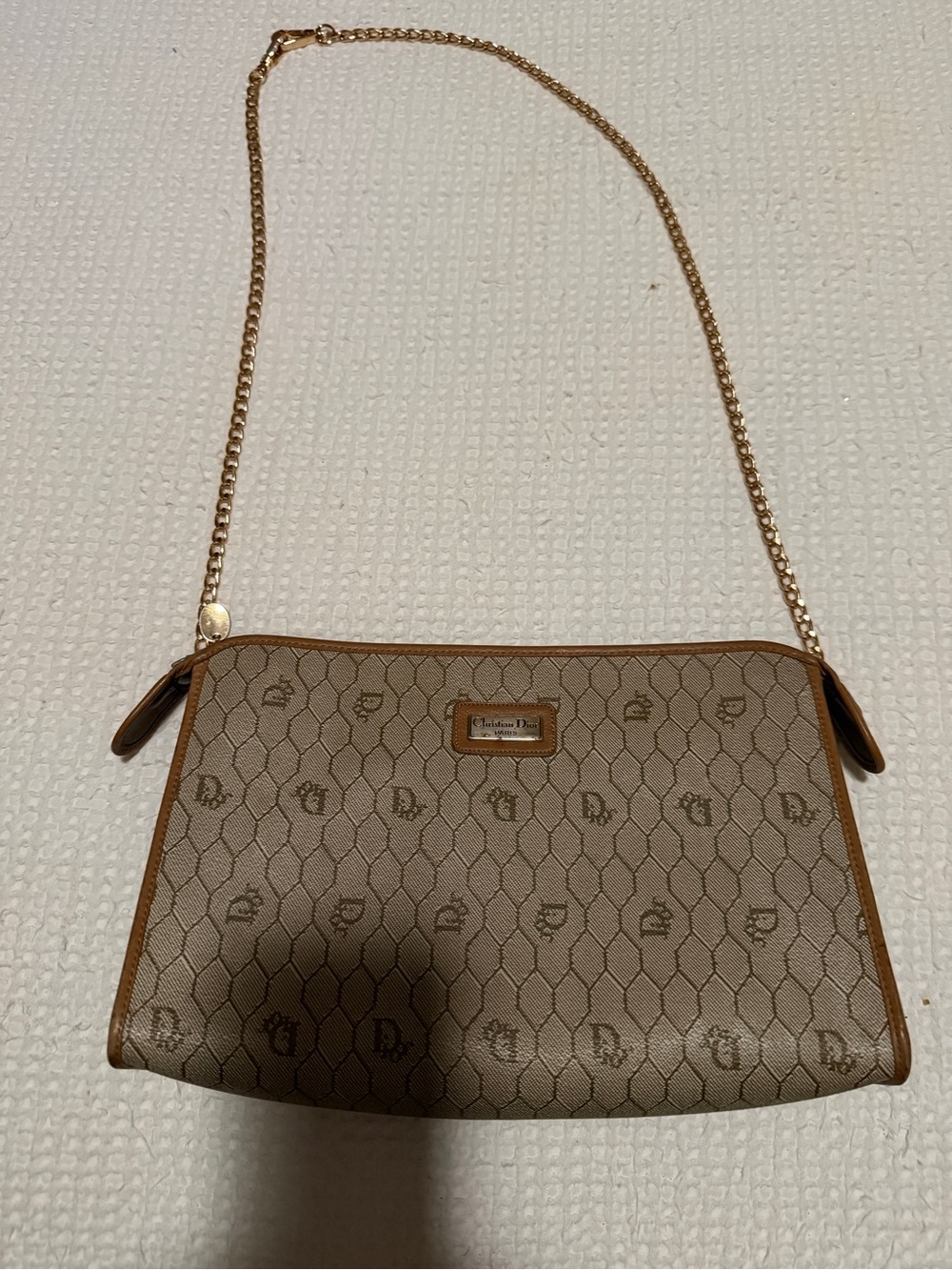 Dior Beige and Brown Monogram Canvas Clutch